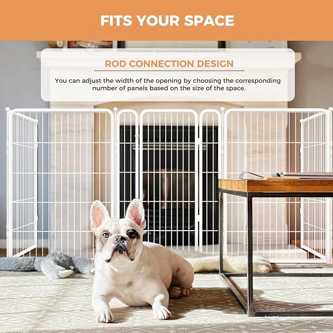 FXW Dog Gate Extra Wide Designed for Indoor Use, Adjustable Width Up to 111-inch Wide (40" H 4 Wire Panels for Medium and Large Dogs), White