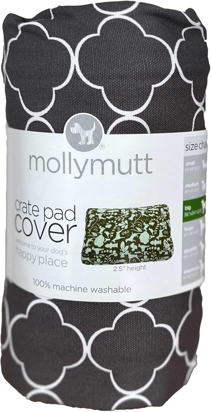 Molly Mutt Dog Crate Pad Cover, 100% Cotton Canvas Cover for Dog or Puppy Crate Bed, Durable, Washable, and Free of Harmful Chemicals, Pre-Shrunk, 48"x30"x2.5", Clark Gable