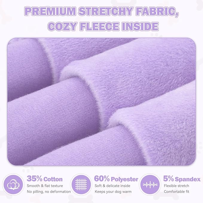 Dog Sweaters,Dog Hoodie,Cozy Fleece Interior Sweatshirt with Hood & Pocket,Leash Hole,Pet Clothes Sweater for Small,Medium,and Large Dogs,Light Purple&2XL