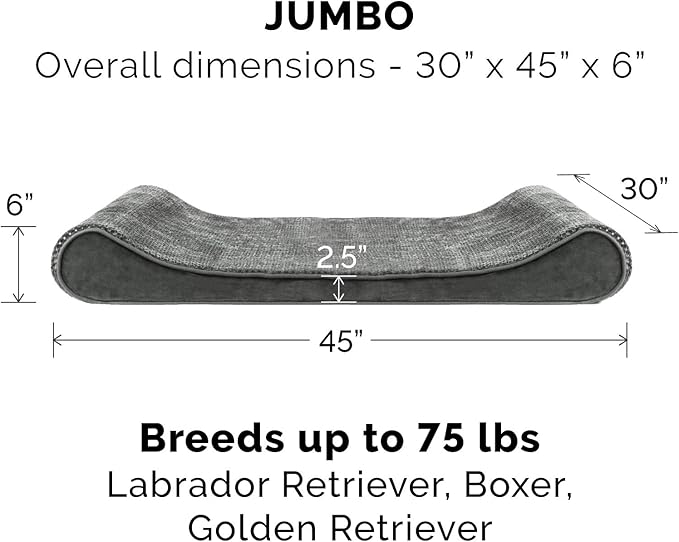 Furhaven dog bed Luxe Lounger Gray, Jumbo/XL W/same size waterproof liner