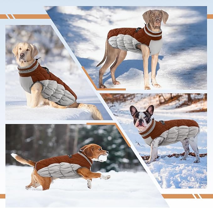Dog Winter Jacket Cozy Reflective Waterproof Windproof Warm Pet Garment,Comfortable Cold Weather Fleece Apparel Outfits with Zipper Closure for Small Medium Large Dogs Puppy Walking,X-Large