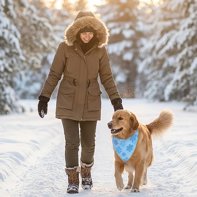 Weewooday 50 Pcs Winter Bandanas Bulk for Dogs Snowflake Cats Bandanas Charm Soft Triangle Bibs Adjustable Scarf for Small Medium Large Pets Winter Costume (31.5 x 21.7 X21.7 Inch)