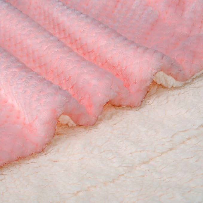 DW Plush Fleece Receiving Blanket for Dog, Cat, Pet - Warm & Soft, Couch, Sofa, Travel & Outdoor, Camping (24" x 32"), Baby Pink