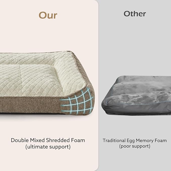 JOEJOY XL Orthopedic Dog Beds Large Sized Dog, Extra Thick Supportive Big Dogs Couch Bed with Sides and Waterproof Lining, Ultra Soft Pet Bed Sofa for Large Dogs, Beige, 38''x28''