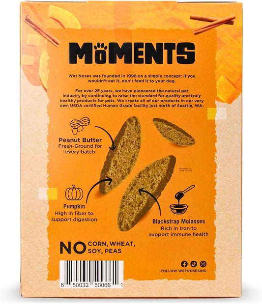Wet Noses Moments Non-GMO Pumpkin Biscotti Crunchy Dog Treats - 14oz | No Corn, Wheat, Soy or Peas, Made with 7 Simple Ingredients