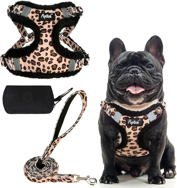 PUPTECK Dog Harness and Leash Set Small Sized, Step in No Pull Adjustable Puppy Cat Harness Reflective Pet Vest