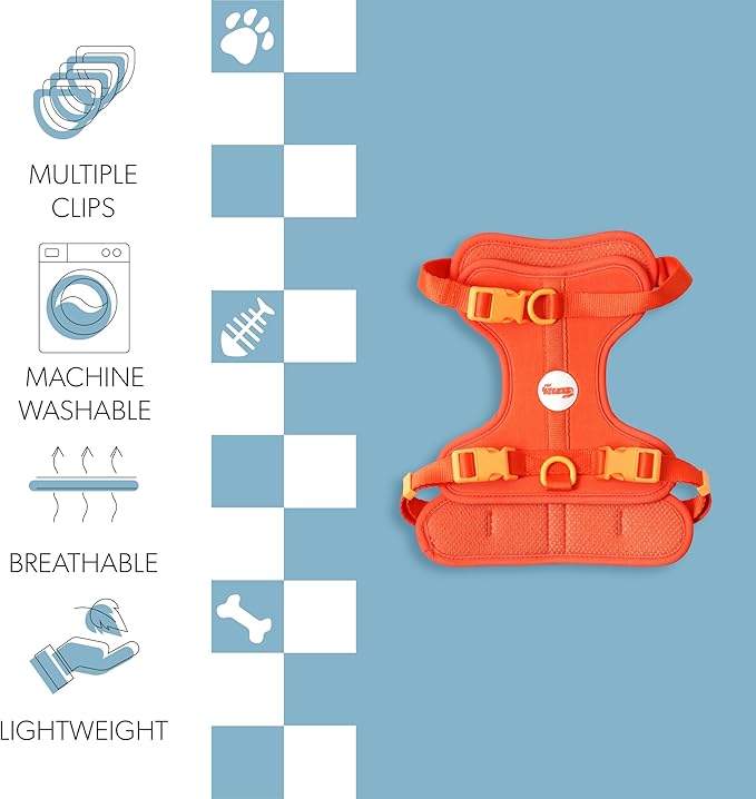 HNS1002A Arlo Medium Adjustable Soft Padded No Pull Pet Harness with 3 Buckles and 3 Leash Clips, Aperol