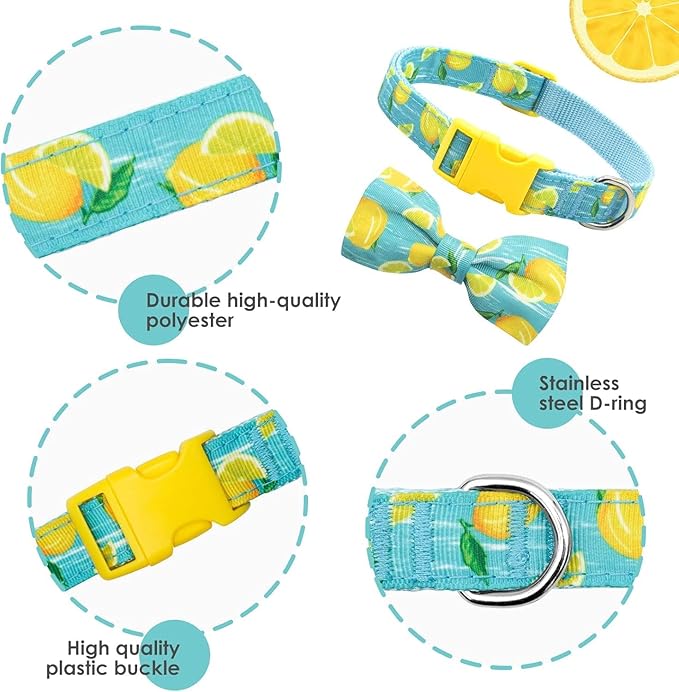 azuza Dog Collar Bow Tie, Soft Adjustable Bow tie Dog Collars for Medium Dogs