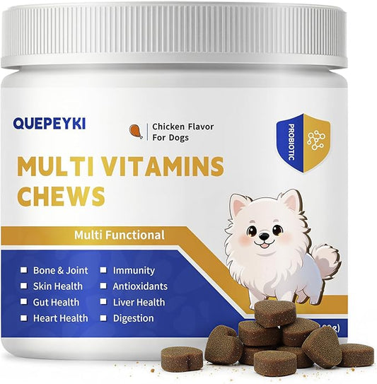 Dog Multivitamin Chewable Dog Vitamins and Supplements with MSM & Glucosamine, Omegas 3 for Gut Health Joint Support Skin & Coat Heart Health Digestion Immune System - Chicken Flavored, 90 Ct