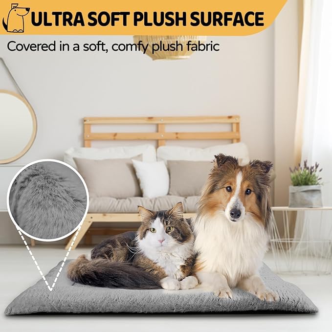 Dog Bed, Dog Crate Mat Washable, Ultra Soft & Anti-Slip S Dogs Bed Fit Dogs Crates & Kennels (Dark Grey, 48.0" L x 30.0" W x 1.5" Th)