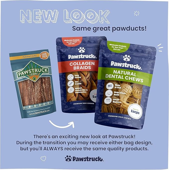 Pawstruck Premium Beef Jerky Dog Treat Chews, Medium 4"-6" Strips – Supports Hip & Joint Health, Rich in Glucosamine & Chondroitin, No Added Preservatives – 25 Count