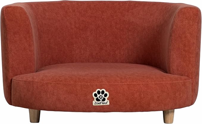 Dog Bed, Large Dog Couch with Washable Cover, Wooden Legs, Elevated Fancy Foam Pet Sofa for Medium & Large Breeds(Orange)