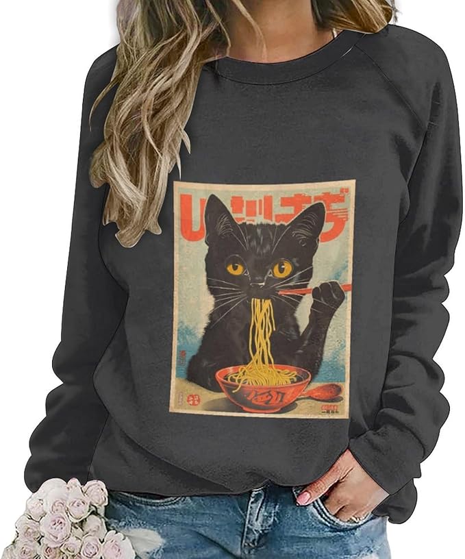 Womens Ugly Christmas Sweatshirt Funny Cat Dog Printed Xmas Pullover Shirts Crewneck Long Sleeve Graphic Hoodies