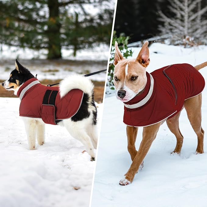 Dog Winter Coat Warm Padded Puppy Jacket Windproof Water Resistant Clothes for Small Medium Large Pets Christmas Sweater Outfit Vest(Red, 2XL)