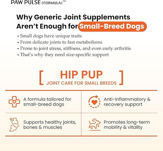 PAWPULSE FORMULA Advanced Mobility Dog Joint Supplement for Small Breeds – Hip & Joint Care, Arthritis & Pain Relief with Glucosamine, Chondroitin, MSM, Turmeric, Green Lipped Mussel – 120 Soft Chews