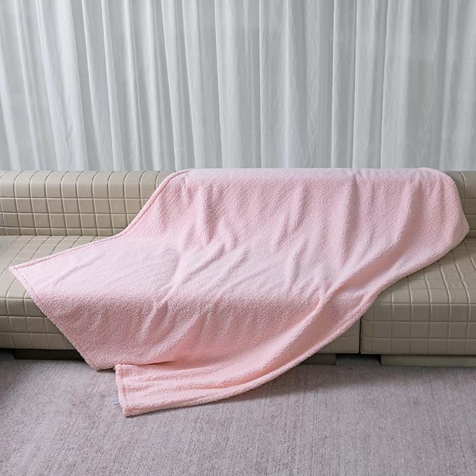 Waterproof Pink Dog Blanket Reversible Sherpa Fluffy Calming Pet Blankets Bed Cover for Puppy Leakproof Sofa Couch Throw Covers Cat-L-57x65in