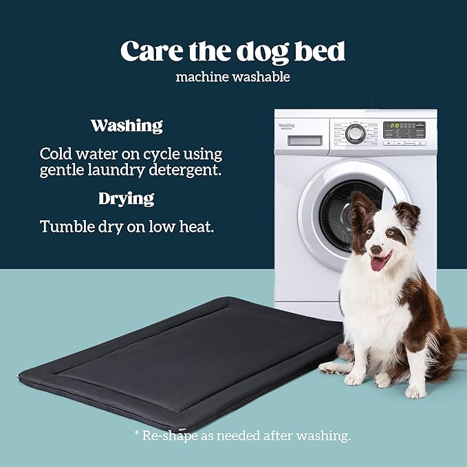 Cybarmour Chew Proof Dog Crate Pad - Outdoor Indestructible Dog Bed - Tough - Potable - Machine Washable - Water & Dirt-Resistant - Large Breeds & Fits 42-Inch Crate - 41"x27", Black