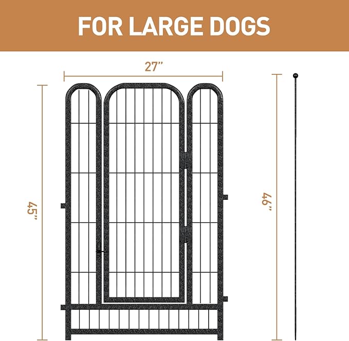 Metal Dog Playpen, 45" Inch Height 32 Panels, Ideal Dog Fence for Large/Medium/Small Dogs Indoor & Outdoor Bliss, Perfect Dog Pen for Camping, Yard and RV | Black-Silver