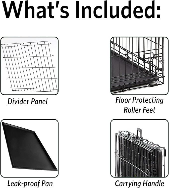 MidWest Homes for Pets XL LifeStages Single Door 48-Inch Folding Dog Crate, Enhanced Security, Includes Leak-Proof Pan, Divider Panel, Handle, Rubber Feet