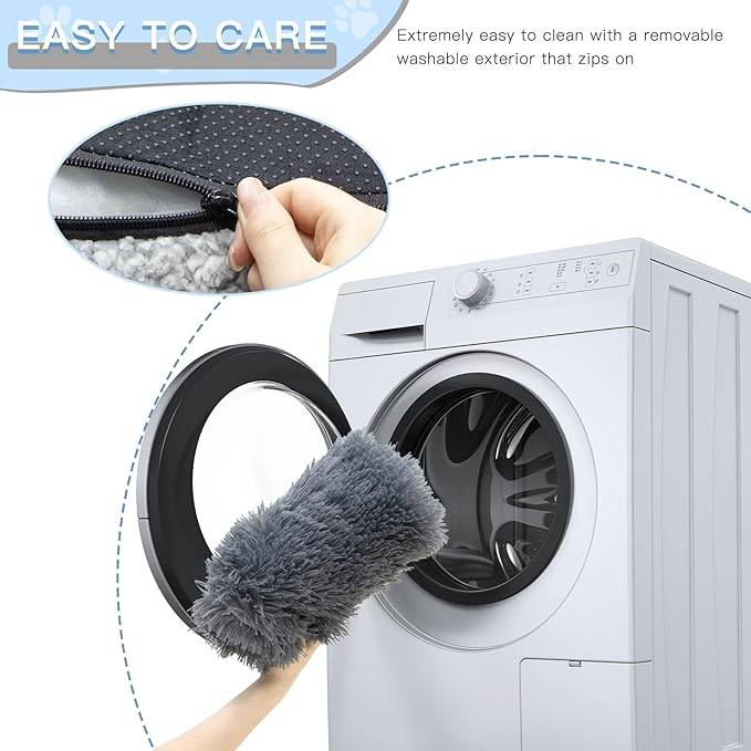 Cat Bed for Indoor Cats, Washable Pet Couch Furniture, Puppy Sleeping Nest Dog Sofa Bed for Medium Cat & Small Dogs, Plush Dark Gray, 26" Lx18 Wx12 Th (for 20lbs Cats)