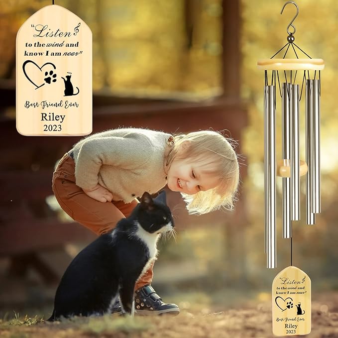 Pet Loss Gifts, Dodosky Personalized Pet Memorial Wind Chime, Pet Memorial Gifts for Cats, Lost Cat Sympathy Gift, Bereavement Remembrance Gifts for Loss of Pet