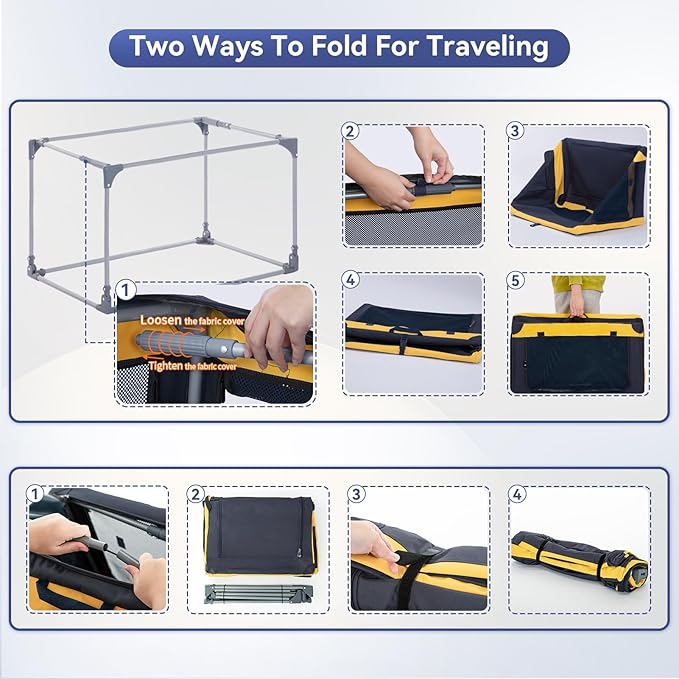 A4Pet Soft Dog Crate 36 Inch Mid Portable Collapsible Pet Travel Kennel, 3-Door Soft-Sided Lockable Zippers & Reinforced Steel Frame, Easy Setup, Mesh Panels — Ideal for SUV, Car, Camping & Home Use