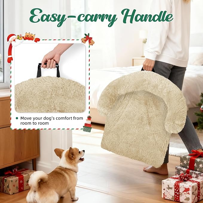 GGIB Calming Dog Bed Christmas Throw Blanket Fluffy Plush Dog Mat for Furniture Protector Decoration Holiday Throw for Sofa Couch Cover for Large Medium Small Dogs Cats