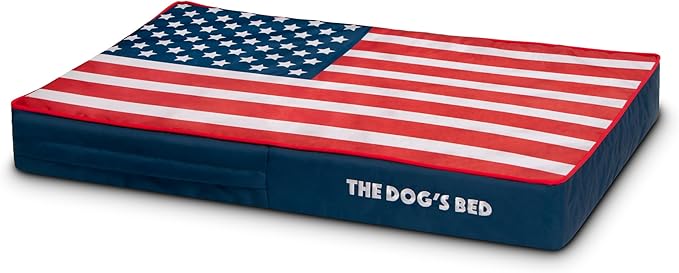 The Dog's Bed Replacement Outer Cover ONLY (Outer Cover ONLY - NO Bed, NO Waterproof Inner) for The Dog's Bed, Washable Oxford Fabric, XL 6 Inches (Blue with Red Piping USA Flag & Centre Flag)