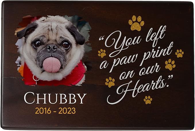 Custom Pet Keepsake Urns for Dogs, Wooden Box Ashes with Photo Your Beloved Pets, Cremation as Sympathy Gifts Lovers - Small, 6'' x 4'' 2.75'' (Chubby) Small 6''x4''x2.75''
