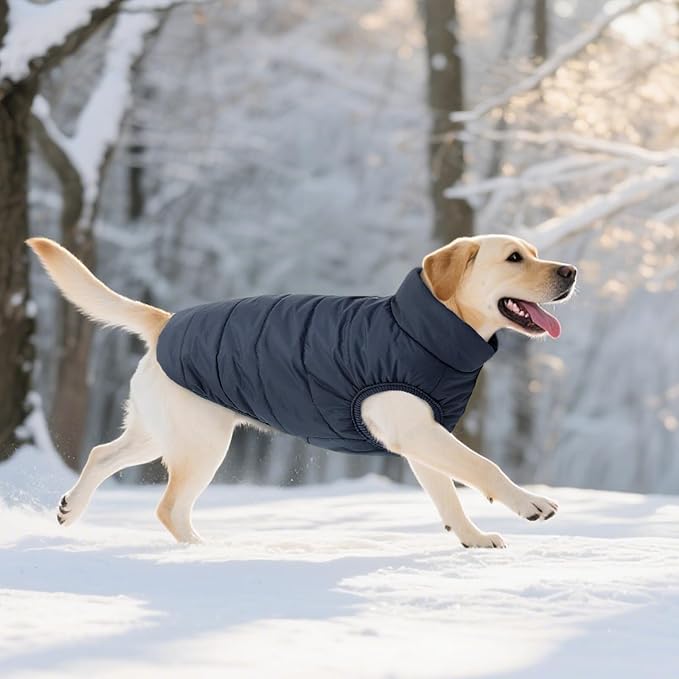 ASENKU Dog Winter Coat - Waterproof Windproof Dog Jacket, Warm Snowproof Doggie Puffer Vest for Cold Weather, Lightweight Snow Coats for Small Medium Large Dogs (XL, Blue)