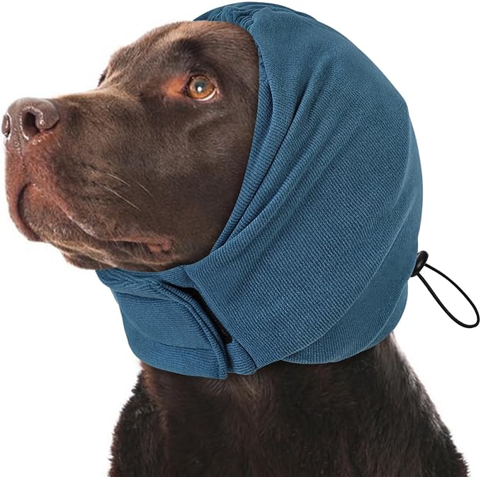 KOESON Dog Calming Hoodie, No Shake Ear Wrap for Dogs Hematoma, Anxiety Relief Dog Head Muffs for Noise Protection, Grooming, Drying, Fireworks & Thunder, Soft Neck Warmer & Ear Cover for Dogs & Cats
