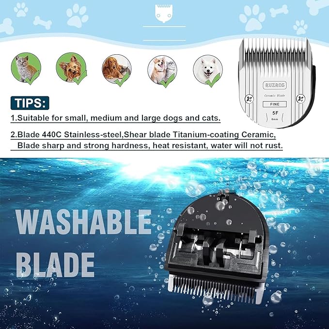 5F Pet Dog Standard Grooming Replacement Blade Compatible with Wahl 5 in 1 Arco,Bravura,Chromado,Creativa,Figura,Motion,Bellissima Clippers,1/8 inch (3mm) 2 Pack