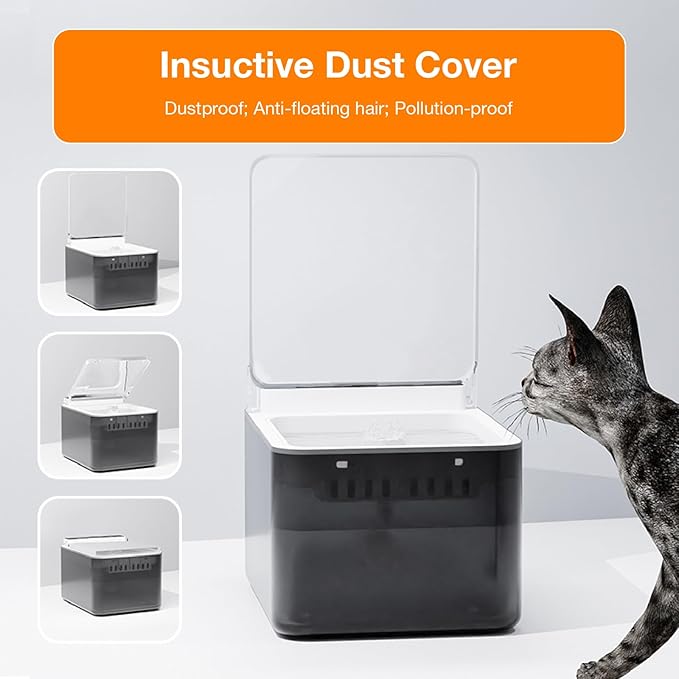 Wireless Pet Water Dispenser with Lid, 101oz/3L Automatic Water Dispenser for Cats, Dog, Sensor Battery Operated Cat Water Fountain, Auto Pet Waterer No Spilling, Gifts for Cat Lovers