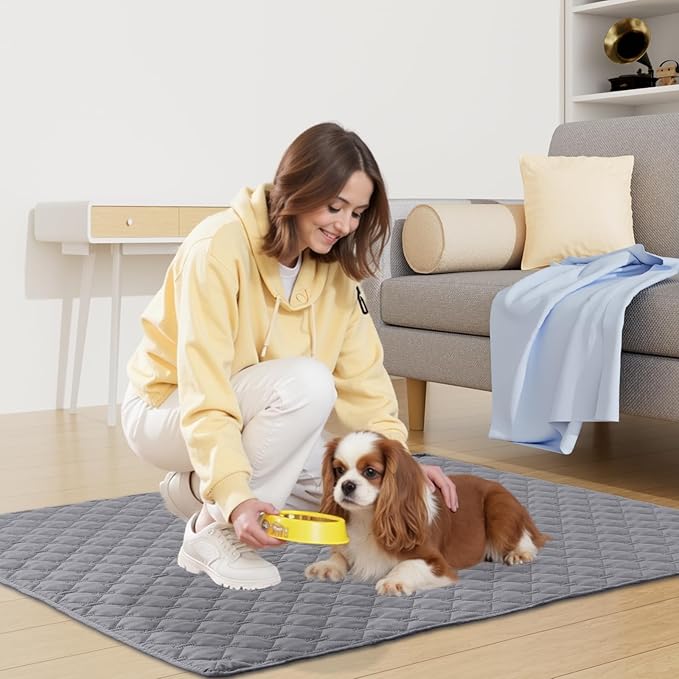 Smiry Waterproof Dog Bed Cover Blanket, Soft Reversible Pet Blanket, Washable Leakproof Cats Dogs Couch Cover for Sofa, Couch, Furniture, Plaid (82x102 Inch, Grey/Dark Grey)