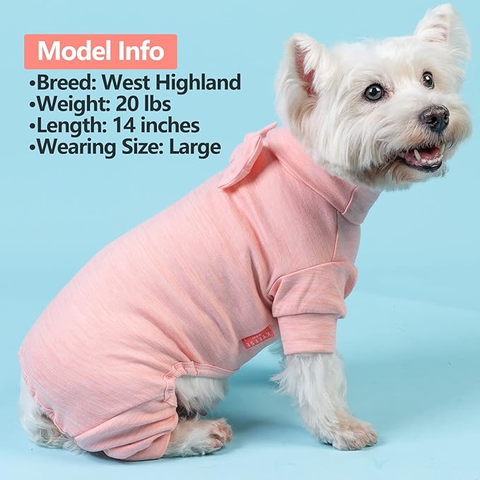KYEESE Dog Coats Turtleneck Stretchy Pet Sweater Super Soft Warm Material Dogs Pajamas with Bowtie Dog Onesie for Small Dogs Cold Weather Coat, Pink,M