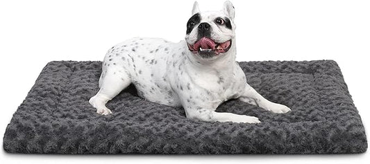 Washable Dog Bed Mat Reversible Dog Crate Pad Soft Fluffy Pet Kennel Beds Dog Sleeping Mattress for Large Jumbo Medium Small Dogs, 29 x 18 Inch, Gray