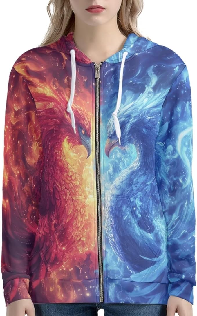 WELLFLYHOM Women Y2K Hoodie Zip Up Sweatshirt Vintage Jackets Hooded Cardigan