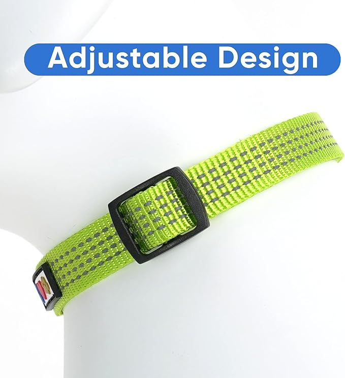 Pawtitas Reflective Dog Collar - Adjustable for Large Dogs & Puppies - Green