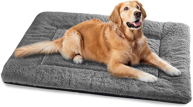 Dog Bed, Dog Crate Mat Washable, Ultra Soft & Anti-Slip S Dogs Bed Fit Dogs Crates & Kennels (Dark Grey, 48.0" L x 30.0" W x 1.5" Th)