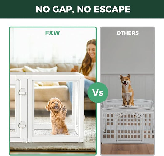 FXW AuraSpace Acrylic Indoor Dog Playpen for Puppies and Small Dogs, 24 Inch, 10 Panels, White
