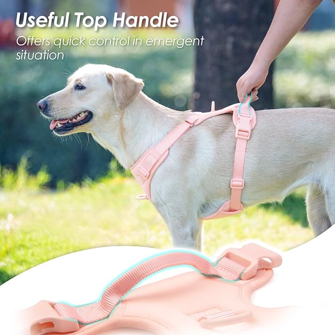 No Pull Dog Harness, Puppy Vest with Front Clip for Small Medium Large Sized Dog(Light Pink,S)