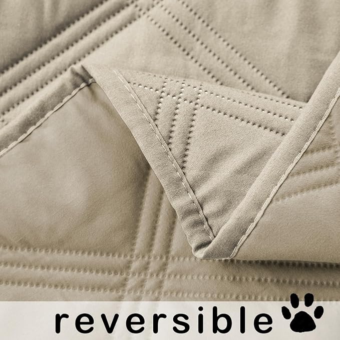 fuguitex Waterproof Dog Blanket Reversible for Small Dogs Resistant Leakproof Washable Couch Cushion Bed Protector Cover for Indoor Furniture Pet Friendly（30"*53",Brown+Khaki+Khaki