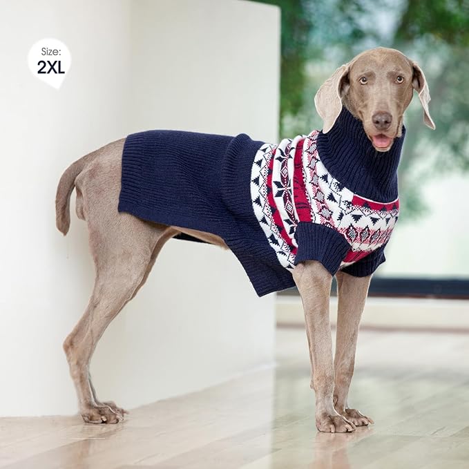 IECOii XXL Dog Sweater,Dog Sweater Large Size Dog,Christmas Dog Sweater For Extra Large Dog,Turtleneck Dog Sweatshirt Knit Dog Winter Clothes,Blue Dog Sweater For Pitbull,Weimaraner,Greyhound,XX-Large