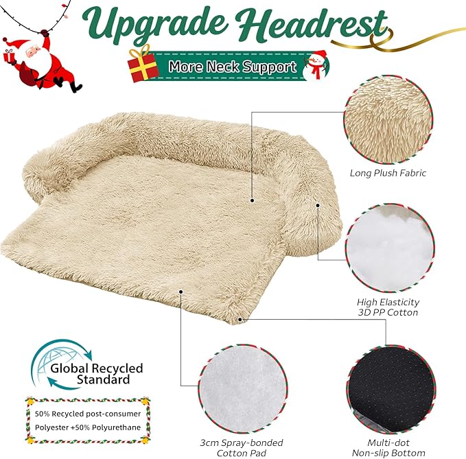 GGIB Calming Dog Bed Christmas Throw Blanket Fluffy Plush Dog Mat for Furniture Protector Decoration Holiday Throw for Sofa Couch Cover for Large Medium Small Dogs Cats