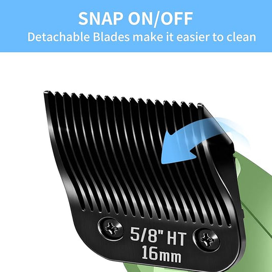 2 Pcs Size 5/8HT Detachable Dog Grooming Blades, Compatible with Andis, Oster A5, Wahl KM10 Series Clippers, Cut Length 16mm, Black (5/8HT 16mm, 2Pcs)