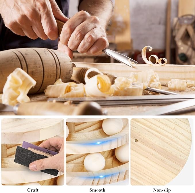 SMICEM Cat Toy Track Ball with Bell Teaser Wand - Double-Layer Tower Roller, Interactive Wooden Cat Toy for Mental & Physical Exercise, Double Fun for Kittens & Cats
