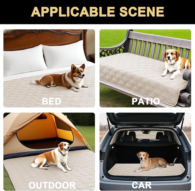 PrinceDeco Waterproof Couch Cover for Dogs Washable Dog Blanket for Bed Couch Sofa Outdoor Bed Cover with Non-Slip Back(32x82 Inch,French Oak)