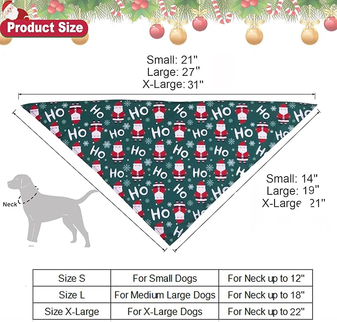 ADOGGYGO 4 Pack Dog Bandana Christmas Pet Scarf Triangle Bibs Kerchief Set Pet Christmas Costume Accessories Decoration for Medium Large Dogs (Large)