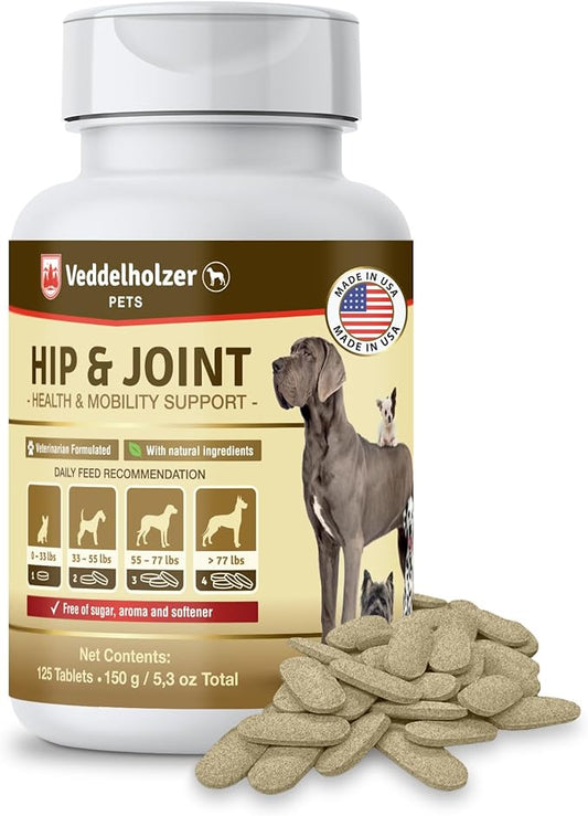 Dog Joint Supplement Tablets – Hip & Joint Support with Glucosamine, Chondroitin, MSM & Turmeric – Mobility, Flexibility & Comfort Aid for Large & Small Breeds – Vet Recommended