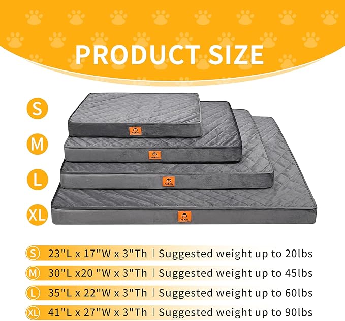 Orthopedic Dog Bed for XL Large Sized Dogs - Egg Crate Foam Pet Bed with Waterproof & Machine Washable & Non-Slip Bottom, Ideal Dog Beds for Crate and Indoor Use, 41x27 Inch, Dark Grey